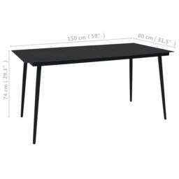 Berkfield Home Garden Dining Table Black 150x80x74 cm Steel & Glass - Size: 150 x 80 x 74 cm - thumbnail 4
