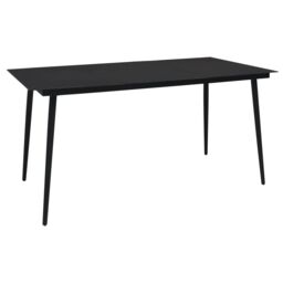 Berkfield Home Garden Dining Table Black 150x80x74 cm Steel & Glass - Size: 150 x 80 x 74 cm - thumbnail 1