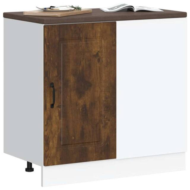 Berkfield Home Kitchen Base Cabinet Kalmar Smoked Oak Engineered Wood in Brown - image 1