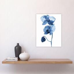 "Artery8 Blue Orchid Flower Bloom Watercolour Painting Wall Art Print - Size: W24"" x H32""" - thumbnail 4