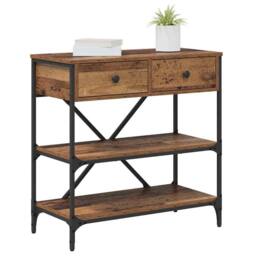 Berkfield Home Console Table Old Wood 75x34.5x75 cm Engineered Wood in Brown - thumbnail 3