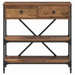 Berkfield Home Console Table Old Wood 75x34.5x75 cm Engineered Wood in Brown - thumbnail 6