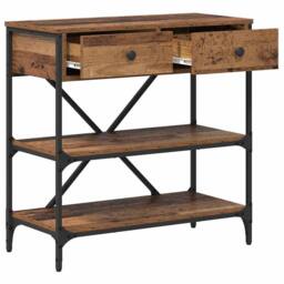Berkfield Home Console Table Old Wood 75x34.5x75 cm Engineered Wood in Brown - thumbnail 5