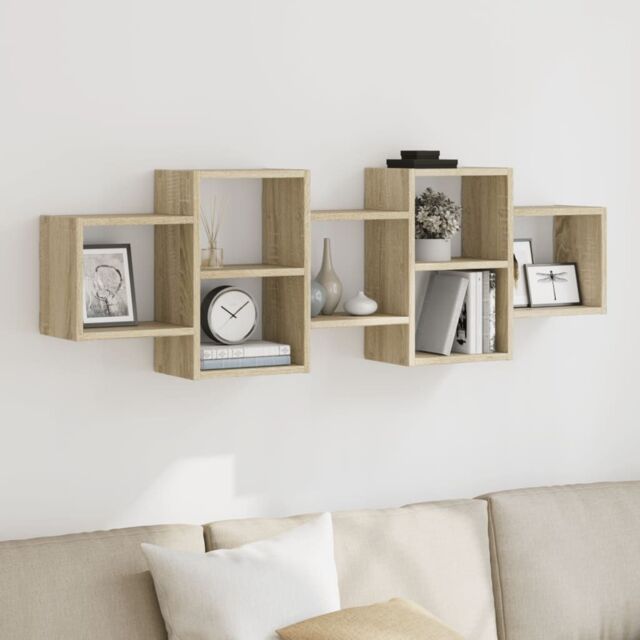 Berkfield Home Wall Shelf Sonoma Oak 129x18x42 cm Engineered Wood in Brown - Size: 129 x 18 x 42 cm - image 1