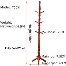 Havendro Solid Wood Coat Stand Tree -9 Hook Elegant Rack in Brown - thumbnail 3