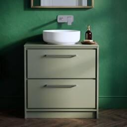 Balterley 800mm Floor Standing 2-Drawer Vanity with Worktop - Fern Green - thumbnail 3