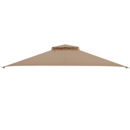 Costway 368 x 303cm Double Tiered Canopy Replacement Top w/ Air Vent in Brown - Size: 368 x 303 cm - thumbnail 1