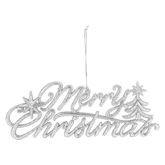 VFM e-Store Christmas Merry Christmas Hanging Decoration 14cm x 20cm White X 1 - Size: 14 cm x 20 cm - image 1