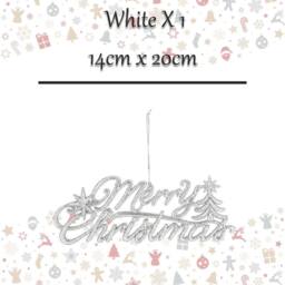 VFM e-Store Christmas Merry Christmas Hanging Decoration 14cm x 20cm White X 1 - Size: 14 cm x 20 cm - thumbnail 2