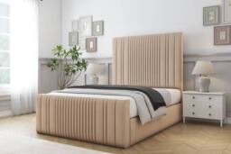 "Comfort Beds The Foxy Plush Bed Frame - 50"" Upholstered Headboard in Stone - Size: Double" - thumbnail 1