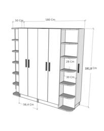 Destina Home Linda-Lusus 6-Door Double Wardrobe Set with Shelves & Cabinets 180 cm in Beige - Size: 6 Pack - thumbnail 8