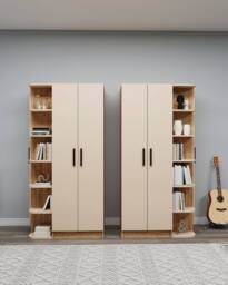 Destina Home Linda-Lusus 6-Door Double Wardrobe Set with Shelves & Cabinets 180 cm in Beige - Size: 6 Pack - thumbnail 5