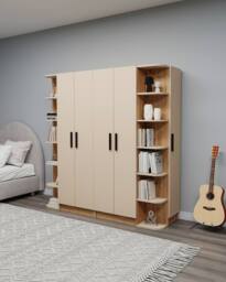 Destina Home Linda-Lusus 6-Door Double Wardrobe Set with Shelves & Cabinets 180 cm in Beige - Size: 6 Pack - thumbnail 7