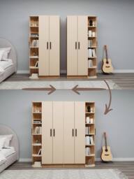 Destina Home Linda-Lusus 6-Door Double Wardrobe Set with Shelves & Cabinets 180 cm in Beige - Size: 6 Pack - thumbnail 6