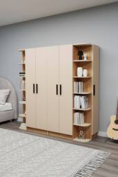Destina Home Linda-Lusus 6-Door Double Wardrobe Set with Shelves & Cabinets 180 cm in Beige - Size: 6 Pack - thumbnail 4