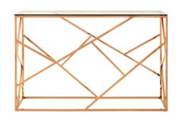 Orsina Stylish Rose Gold Geometric Console Table, Versatile Hallway Table, Easily Maintained Living Room Table
