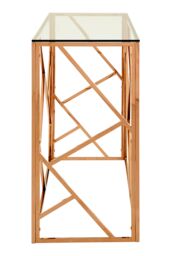 Orsina Stylish Rose Gold Geometric Console Table, Versatile Hallway Table, Easily Maintained Living Room Table - thumbnail 3