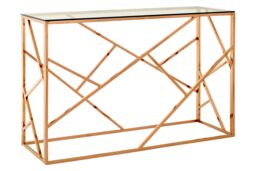 Orsina Stylish Rose Gold Geometric Console Table, Versatile Hallway Table, Easily Maintained Living Room Table - thumbnail 2