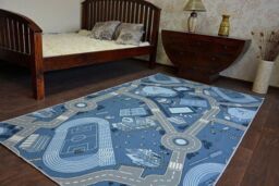 RugsX Anti-Slip Wall-To-Wall Rug in Blue - Size: 100 cm x 150 cm - thumbnail 4