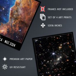 Artery8 Wall Art Print Pack of 4 NASA James Webb Space Telescope Exoplanet Travel Carina Nebula Cosmic Cliffs Deep Field Images Living Room s Set - thumbnail 4