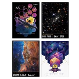 Artery8 Wall Art Print Pack of 4 NASA James Webb Space Telescope Exoplanet Travel Carina Nebula Cosmic Cliffs Deep Field Images Living Room s Set - thumbnail 1