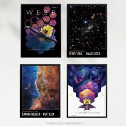 Artery8 Wall Art Print Pack of 4 NASA James Webb Space Telescope Exoplanet Travel Carina Nebula Cosmic Cliffs Deep Field Images Living Room s Set - thumbnail 5