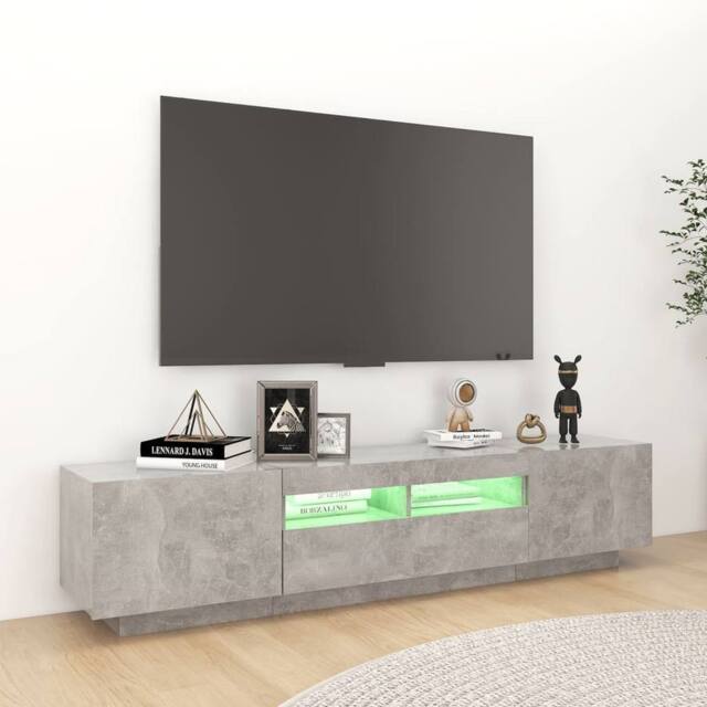 Berkfield Home TV Cabinet with LED Lights Concrete Grey 180x35x40 cm - Size: 180 x 35 x 40 cm - image 1