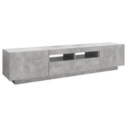 Berkfield Home TV Cabinet with LED Lights Concrete Grey 180x35x40 cm - Size: 180 x 35 x 40 cm - thumbnail 7