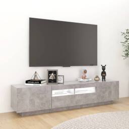 Berkfield Home TV Cabinet with LED Lights Concrete Grey 180x35x40 cm - Size: 180 x 35 x 40 cm - thumbnail 5