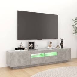 Berkfield Home TV Cabinet with LED Lights Concrete Grey 180x35x40 cm - Size: 180 x 35 x 40 cm - thumbnail 1