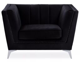 Orsina Hansa Velvet Chair in Black - thumbnail 1