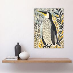 "Artery8 Rustic Penguin Quirky Botanical Animal Portrait Wall Art Print in Yellow - Size: W24"" x H32""" - thumbnail 4