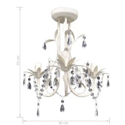 Berkfield Home Crystal Pendant Ceiling Lamp Chandeliers 2 pcs Elegant White - thumbnail 6