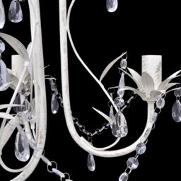 Berkfield Home Crystal Pendant Ceiling Lamp Chandeliers 2 pcs Elegant White - thumbnail 4