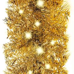 Berkfield Home Cosy Christmas Garland with LED Lights 10 m Gold - thumbnail 4