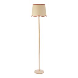 ValueLights Triston Natural Light Wood Floor Lamp with Scallop Trim Tapered Shade & LED Bulb in Burnt Orange - thumbnail 6