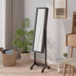 Berkfield Home Free-Standing Mirror Black 34x37x146 cm - Size: 34 x 37 x 146 cm - thumbnail 2
