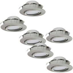 Loops 2 PACK 3 PACK Flush Ceiling Downlight Satin Nickel Plastic 6W Built in LED in Metallics - thumbnail 1