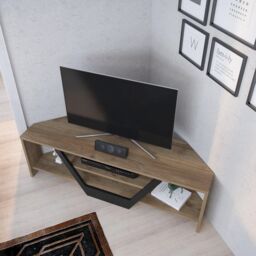 Decorotika Sares Corner TV Stand TV Unit for TVs up to 55 inch in Light Brown - thumbnail 3