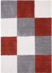 THE RUGS Soft Terra Ivory Check High Pile Shaggy Rugs & Runners Living Room in Terracotta - Size: 140 cm x 200 cm - thumbnail 2