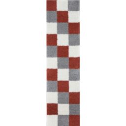 THE RUGS Soft Terra Ivory Check High Pile Shaggy Rugs & Runners Living Room in Terracotta - Size: 140 cm x 200 cm - thumbnail 8