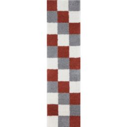 THE RUGS Soft Terra Ivory Check High Pile Shaggy Rugs & Runners Living Room in Terracotta - Size: 140 cm x 200 cm - thumbnail 5