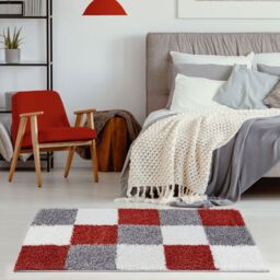 THE RUGS Soft Terra Ivory Check High Pile Shaggy Rugs & Runners Living Room in Terracotta - Size: 140 cm x 200 cm - thumbnail 7