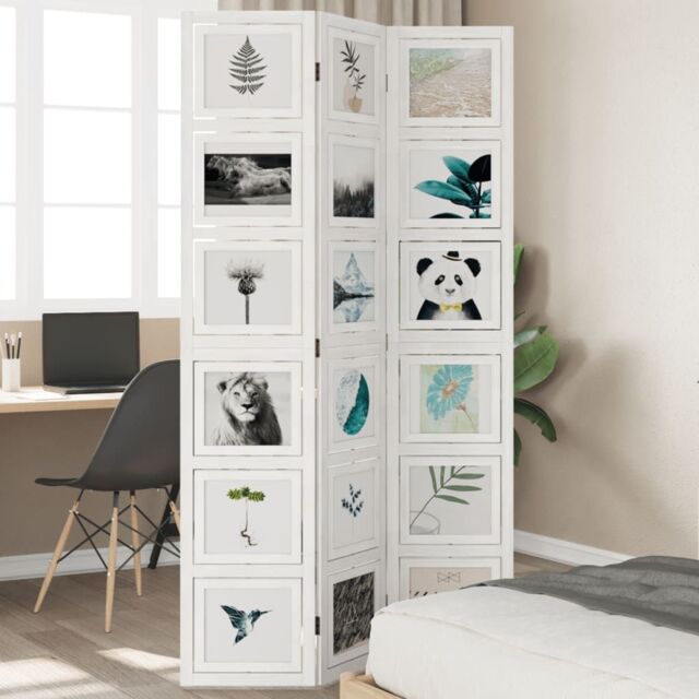 Berkfield Home Room Divider 3 Panels White Solid Wood Paulownia - image 1