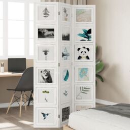 Berkfield Home Room Divider 3 Panels White Solid Wood Paulownia - thumbnail 1