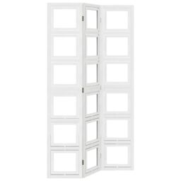 Berkfield Home Room Divider 3 Panels White Solid Wood Paulownia - thumbnail 2