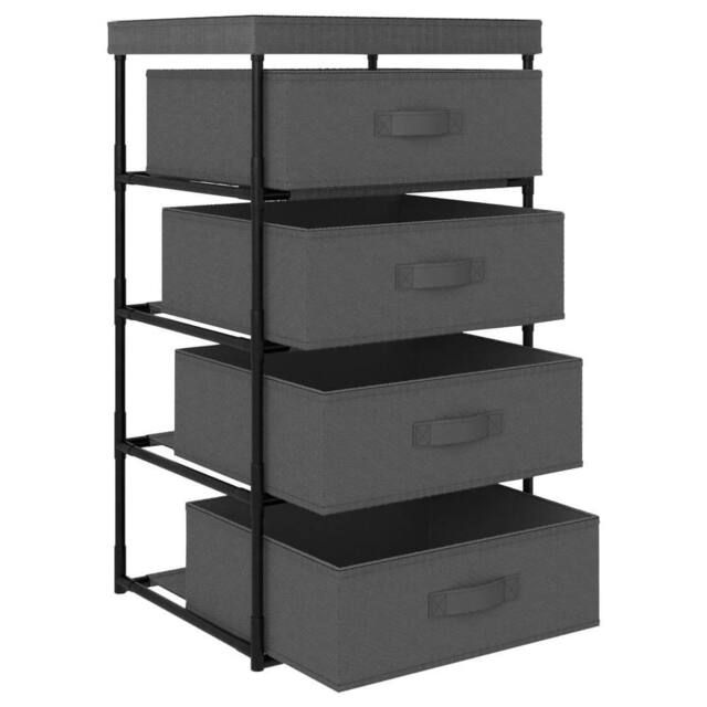 Berkfield Home Storage Rack with 4 Fabric Baskets Steel Grey - image 1
