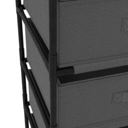 Berkfield Home Storage Rack with 4 Fabric Baskets Steel Grey - thumbnail 5