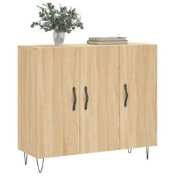 Berkfield Home Sideboard Sonoma Oak 90x34x80 cm Engineered Wood in Brown - Size: 90 x 34 x 80 cm - thumbnail 3
