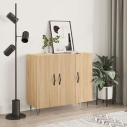 Berkfield Home Sideboard Sonoma Oak 90x34x80 cm Engineered Wood in Brown - Size: 90 x 34 x 80 cm - thumbnail 1